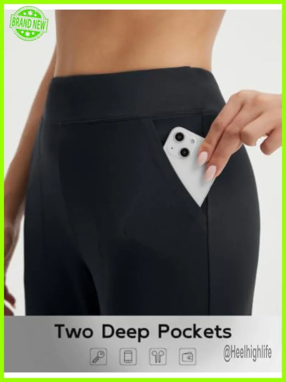 High Waisted Straight Leg Yoga Capri Pants with Pockets 21